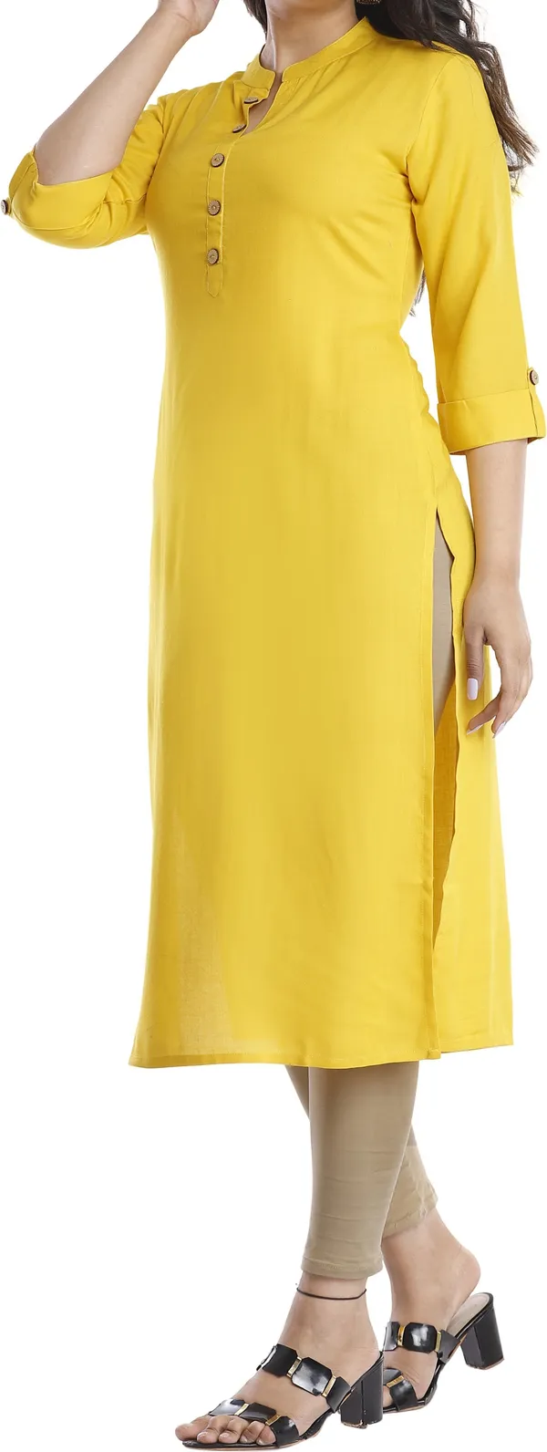 Women_Solid_Straight_Kurta_(Yellow)