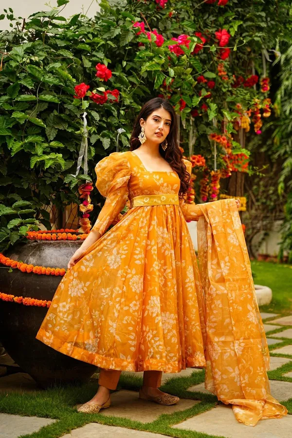 Yellow_Floral_Belt_Gown