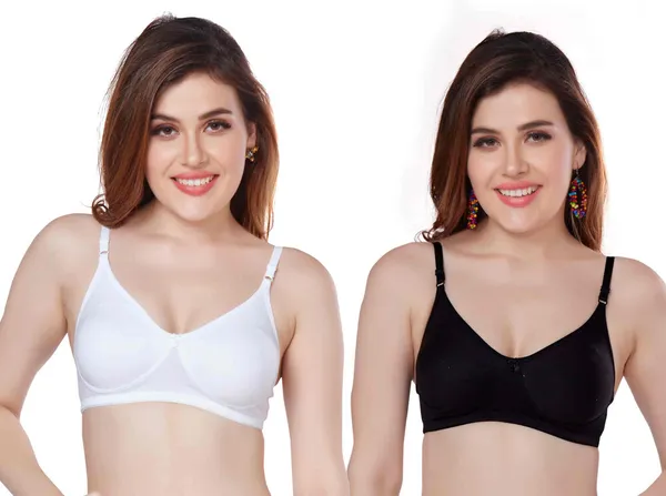 Combo_of_2_Women's_PC_Sinker_Non_Padded_Wirefree_T-Shirt_Bra_Women_Everyday_Non_Padded_Bra_(White,_Black)