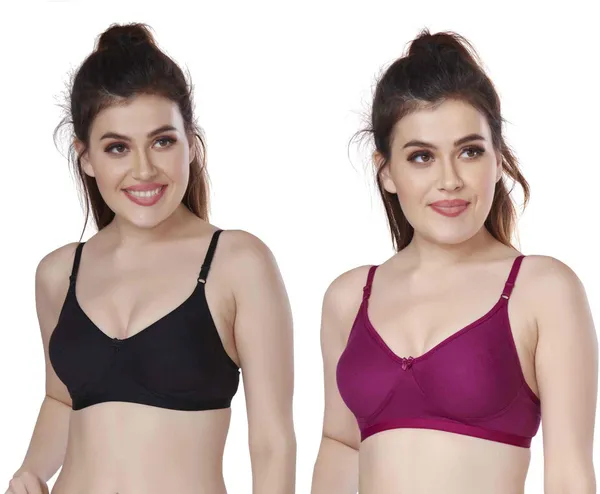 Combo_of_2_Women's_PC_Sinker_Non_Padded_Wirefree_Bra_Women_Full_Coverage_Non_Padded_Bra_(Pink,_Black)