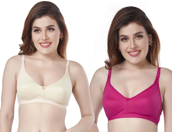 Combo_of_2_Women's_PC_Interlock_Full_Coverage_Non_Padded_Wirefree_dailywear_Bra_Women_Full_Coverage_Non_Padded_Bra_(Beige,_Pink)