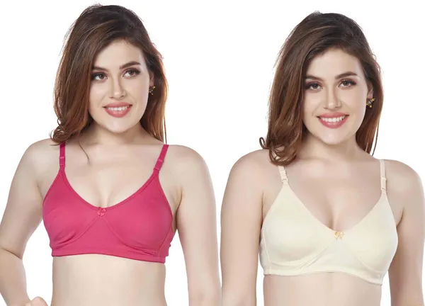 Combo_of_2_Daily_Wear_bra_for_women_Women_Everyday_Non_Padded_Bra_(Pink,_Beige)