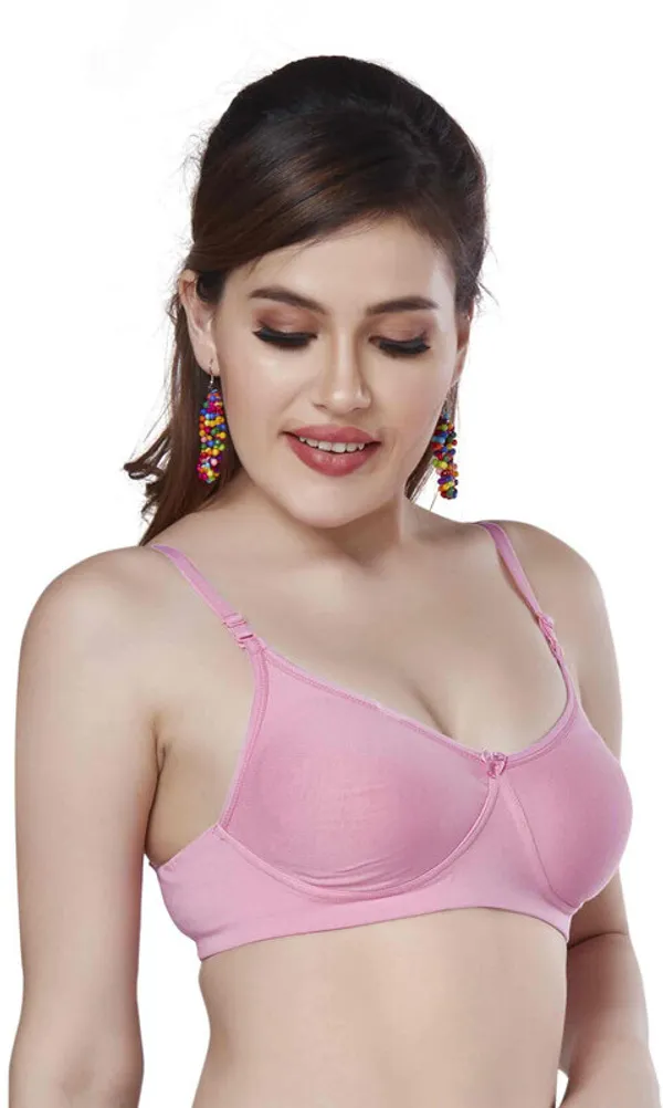 Combo_of_2_Non-Padded_Non-Wired_Full_Cup_T-Shirt_Bra_in_Black-Cotton_Lycra_for_women_Women_Full_Coverage_Non_Padded_Bra_(Black,_Pink)