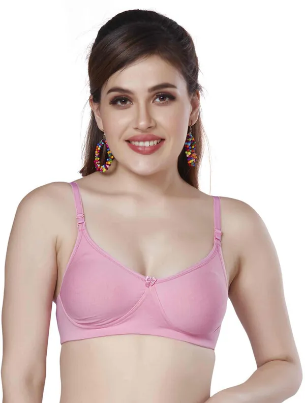 Non-Padded_Non-Wired_Full_Cup_T-Shirt_Bra_in_Black-Cotton_Lycra_for_women_Women_Full_Coverage_Non_Padded_Bra_(Pink)