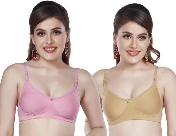 Combo_of_2_Non-Padded_Non-Wired_Full_Cup_T-Shirt_Bra_in_Black-Cotton_Lycra_for_women_Women_Full_Coverage_Non_Padded_Bra_(Beige,_Pink)