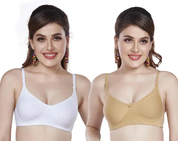 Combo_of_2_Non-Padded_Non-Wired_Full_Cup_T-Shirt_Bra_in_Black-Cotton_Lycra_for_women_Women_Full_Coverage_Non_Padded_Bra_(White,_Beige)