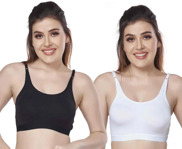 Combo_of_2_Women's_Cotton_Lycra_Beginners_Bra_Women_Training/Beginners_Non_Padded_Bra_(Black,_White)