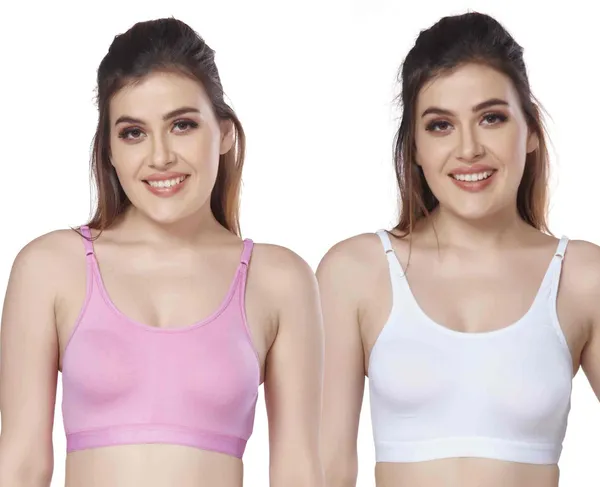 Combo_of_2_Women's_Cotton_Lycra_Beginners_Bra_Women_Training/Beginners_Non_Padded_Bra_(Pink,_White)
