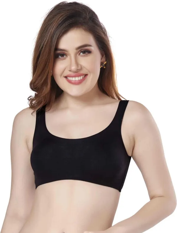 Non-Wired_Non_Padded_Full_Coverage_Slip_on_Beginners_Sports_Bra_Women_Training/Beginners_Non_Padded_Bra_(Black)