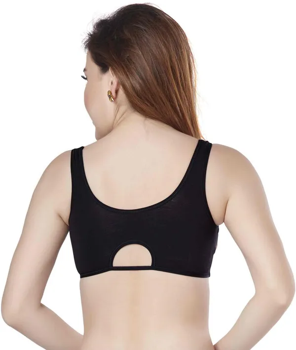 Non-Wired_Non_Padded_Full_Coverage_Slip_on_Beginners_Sports_Bra_Women_Training/Beginners_Non_Padded_Bra_(Black)