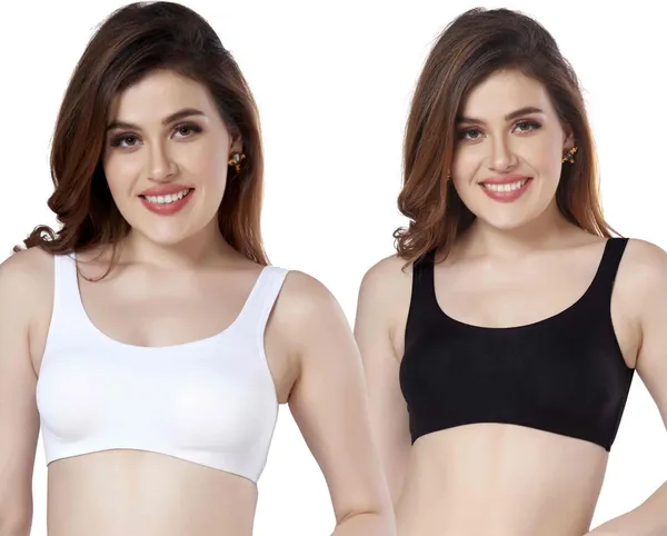 Combo_of_2_Non-Wired_Non_Padded_Full_Coverage_Slip_on_Beginners_Sports_Bra_Women_Training/Beginners_Non_Padded_Bra_(Black,_White)