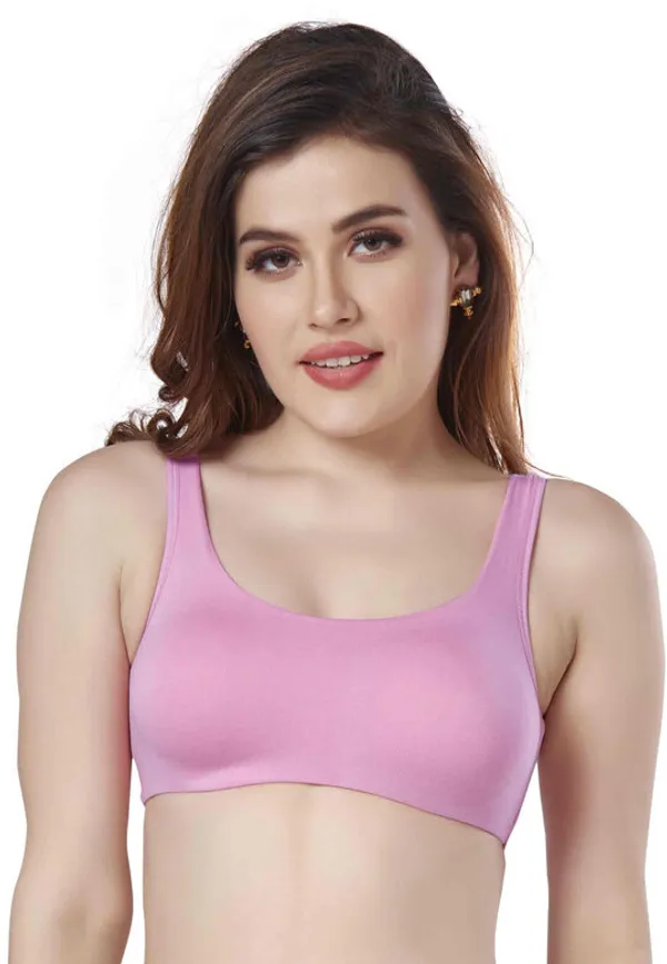 Non-Wired_Non_Padded_Full_Coverage_Slip_on_Beginners_Sports_Bra_Women_Training/Beginners_Non_Padded_Bra_(Pink)
