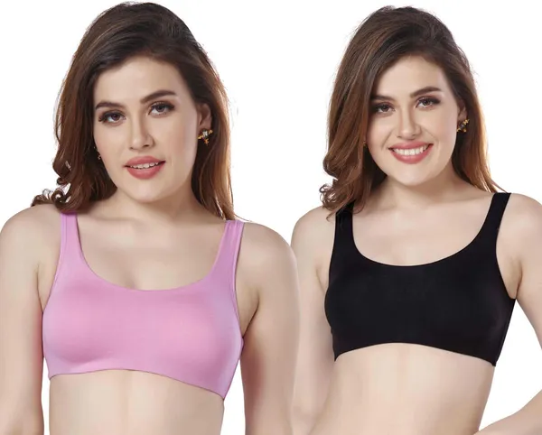 Combo_of_2_Non-Wired_Non_Padded_Full_Coverage_Slip_on_Beginners_Sports_Bra_Women_Training/Beginners_Non_Padded_Bra_(Pink,_Black)