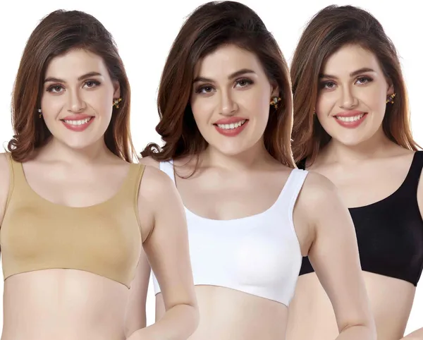 Combo_of_3_Women_Training/Beginners_Non_Padded_Bra_(Beige,_White,_Black)