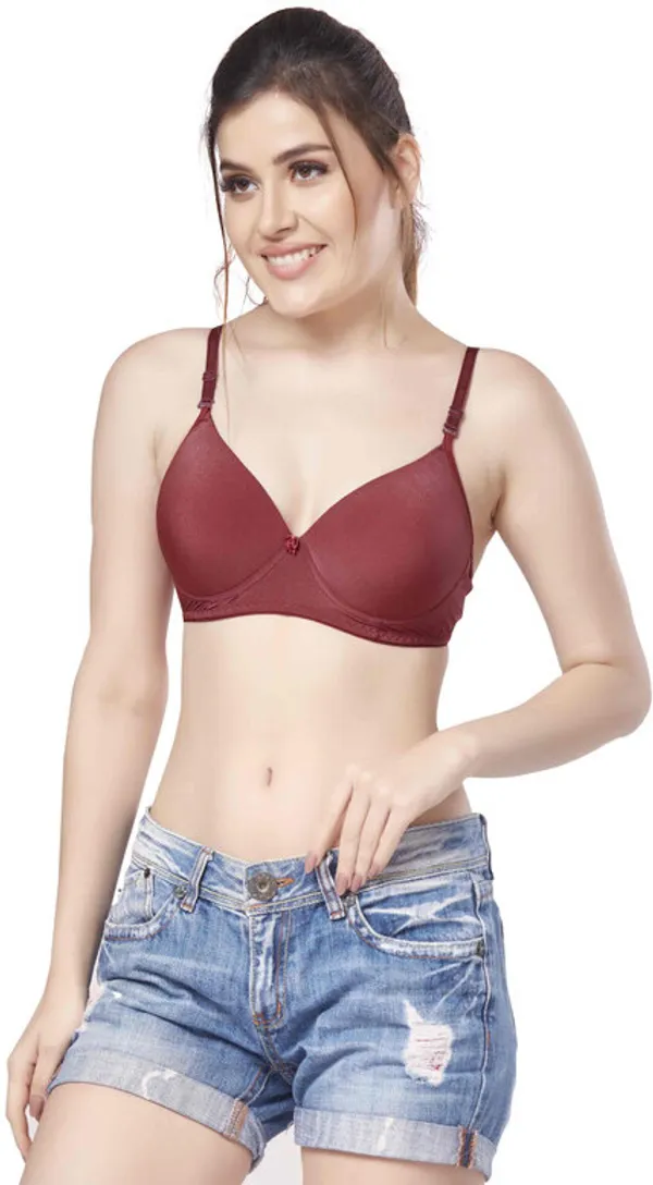 nylon_beautiful_colour_Every_Day_tshiort_Bra_Women_T-Shirt_Heavily_Padded_Bra_(Maroon)