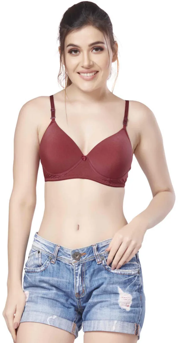 nylon_beautiful_colour_Every_Day_tshiort_Bra_Women_T-Shirt_Heavily_Padded_Bra_(Maroon)