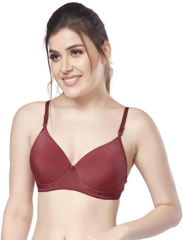 Combo_of_2_nylon_beautiful_colour_Every_Day_tshiort_Bra_Women_T-Shirt_Heavily_Padded_Bra_(Maroon,_Orange)