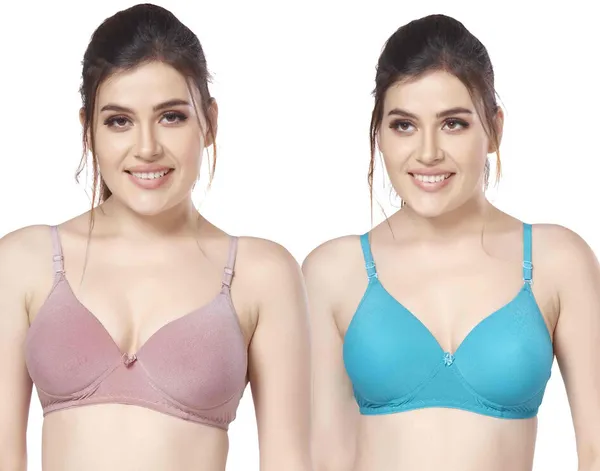 Combo_of_2_nylon_beautiful_colour_Every_Day_tshiort_Bra_Women_T-Shirt_Heavily_Padded_Bra_(Orange,_Light_Blue)
