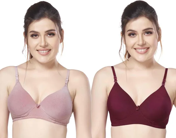 Combo_of_2_nylon_beautiful_colour_Every_Day_tshiort_Bra_Women_T-Shirt_Heavily_Padded_Bra_(Orange,_Brown)