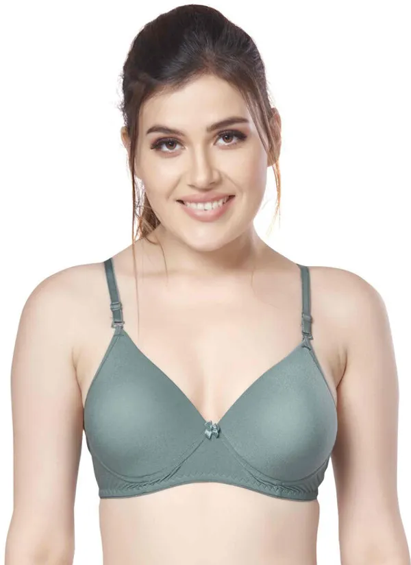 nylon_beautiful_colour_Every_Day_tshiort_Bra_Women_T-Shirt_Heavily_Padded_Bra_(Dark_Green)