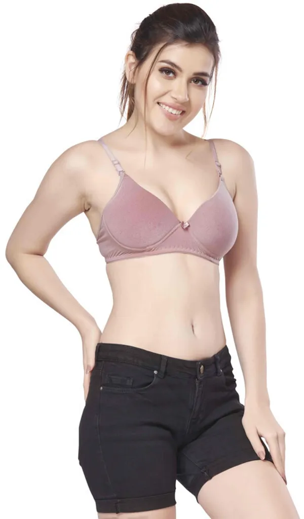 Combo_of_3_nylon_beautiful_colour_Every_Day_tshiort_Bra_Women_T-Shirt_Heavily_Padded_Bra_(Dark_Green,_Maroon,_Orange)
