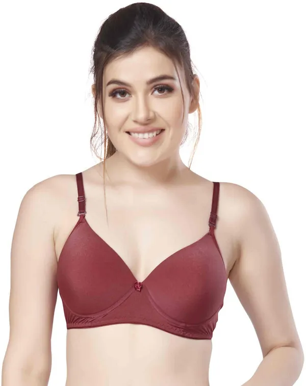 Combo_of_3_nylon_beautiful_colour_Every_Day_tshiort_Bra_Women_T-Shirt_Heavily_Padded_Bra_(Dark_Green,_Maroon,_Purple)