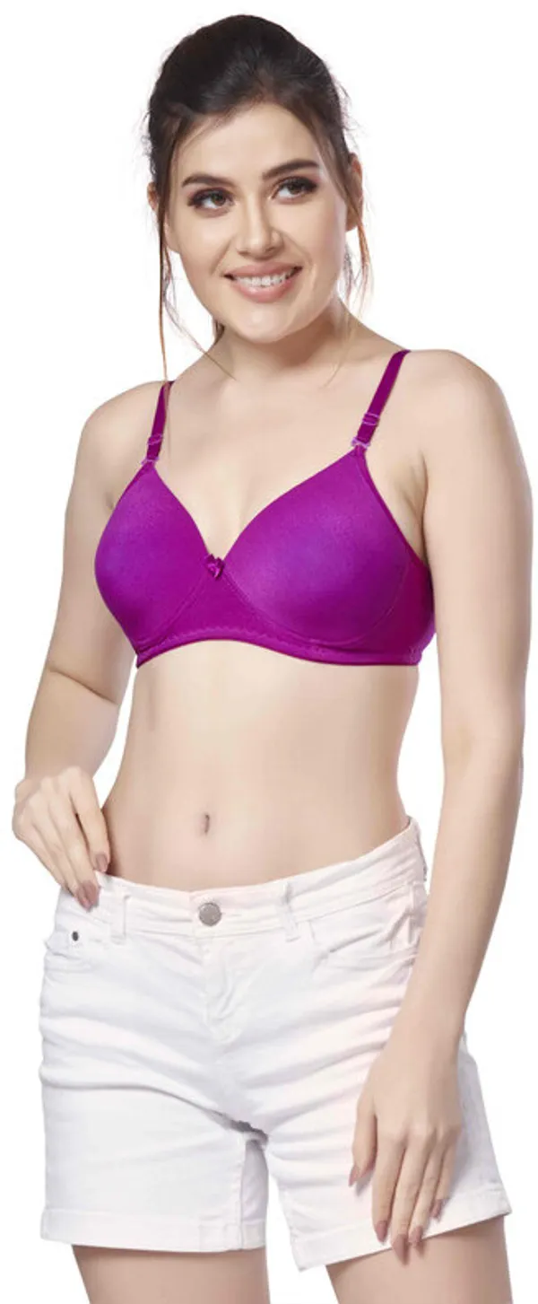 nylon_beautiful_colour_Every_Day_tshiort_Bra_Women_T-Shirt_Heavily_Padded_Bra_(Purple)