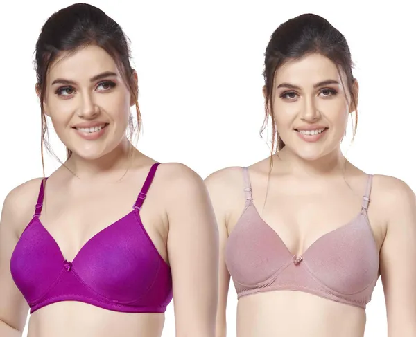 Combo_of_2_nylon_beautiful_colour_Every_Day_tshiort_Bra_Women_T-Shirt_Heavily_Padded_Bra_(Purple,_Orange)