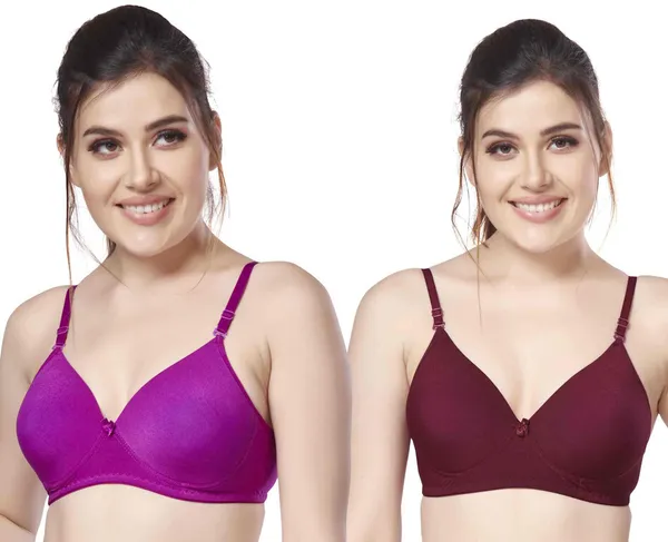 Combo_of_2_nylon_beautiful_colour_Every_Day_tshiort_Bra_Women_T-Shirt_Heavily_Padded_Bra_(Purple,_Brown)