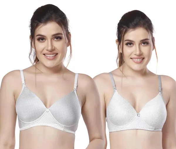 Combo_of_2_Printed_Nylon_padded_tshirt_bra_for_women_Women_T-Shirt_Lightly_Padded_Bra_(Silver,_Grey)