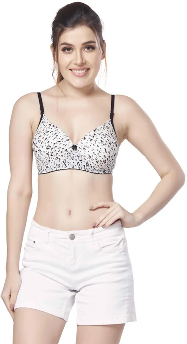 Combo_of_3_Printed_Nylon_padded_tshirt_bra_for_women_Women_T-Shirt_Lightly_Padded_Bra_(Silver,_Purple,_White)