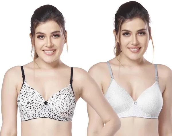 Combo_of_2_Printed_Nylon_padded_tshirt_bra_for_women_Women_T-Shirt_Lightly_Padded_Bra_(White,_Grey)