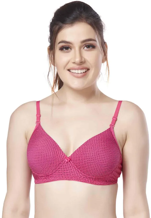 Printed_Nylon_padded_tshirt_bra_for_women_Women_T-Shirt_Lightly_Padded_Bra_(Pink)