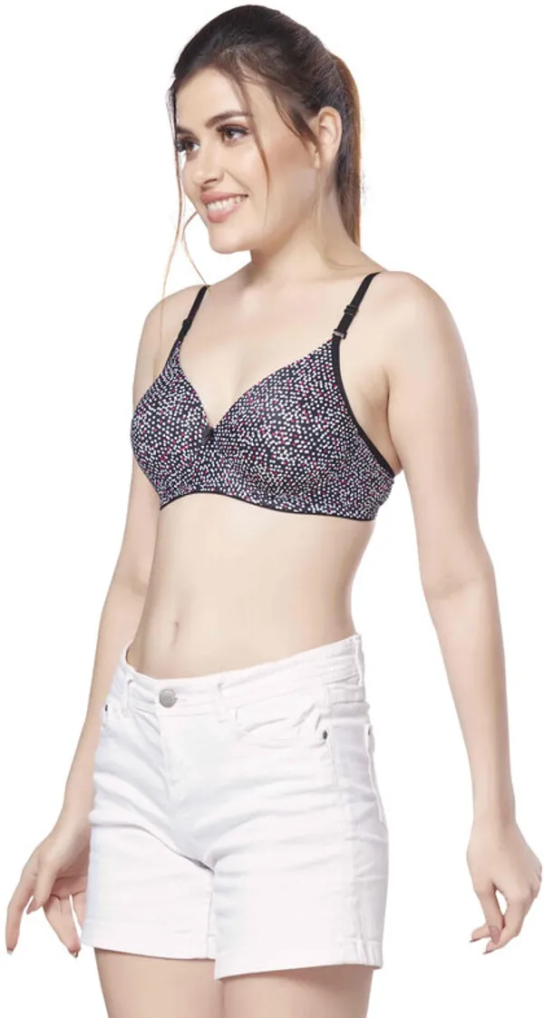 Printed_Nylon_padded_tshirt_bra_for_women_Women_T-Shirt_Lightly_Padded_Bra_(Black)