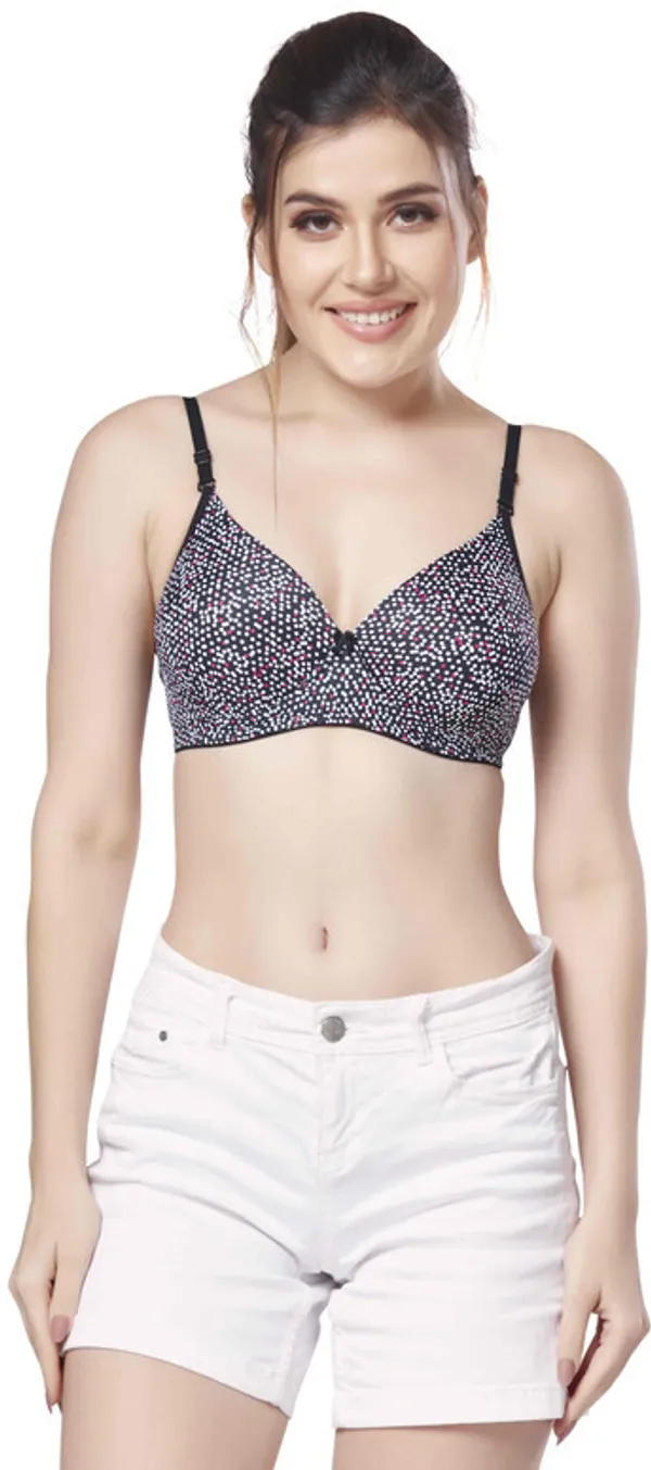 Combo_of_3_Printed_Nylon_padded_tshirt_bra_for_women_Women_T-Shirt_Lightly_Padded_Bra_(Pink,_White,_Black)