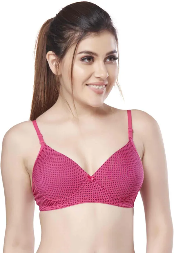 Combo_of_3_Printed_Nylon_padded_tshirt_bra_for_women_Women_T-Shirt_Lightly_Padded_Bra_(Pink,_White,_Grey)
