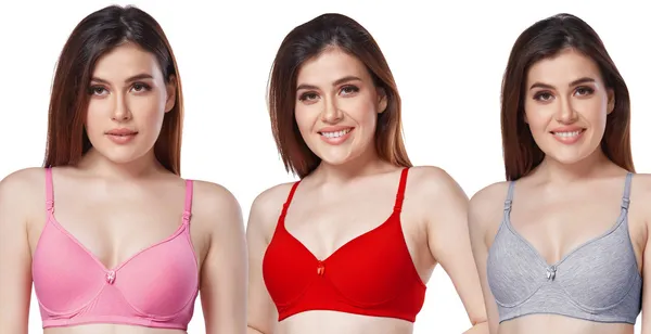 Combo_of_3_COTTON_LYCRA_PADDED_T-SHIRT_BRA_(Pack_of_3)_Women_Everyday_Heavily_Padded_Bra_(Pink,_Red,_Grey)