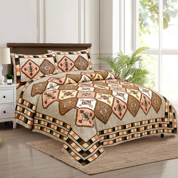 320_TC_King_Size_100%_Cotton_Flat_Bedsheet_With_Two_Pillow_Covers:_Soft_Breathable_and_Stylish(108x108_Inches)