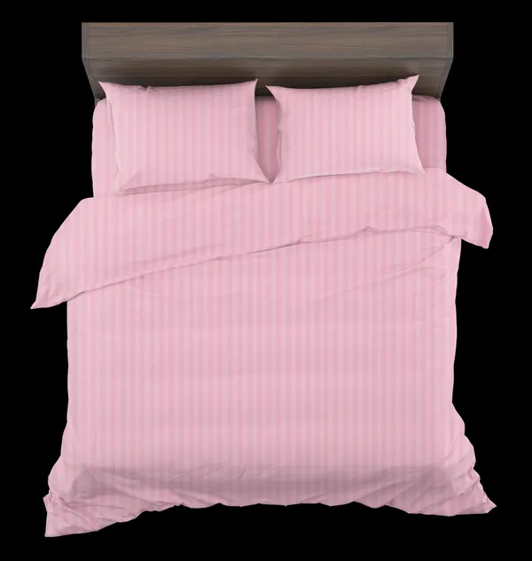300_TC_King_Size__Fitted_and_Flat_Bedsheet_For_Bed_(Pink,_Satin_Strip)_With_Two_Pillow_Covers(80x76_Inches)