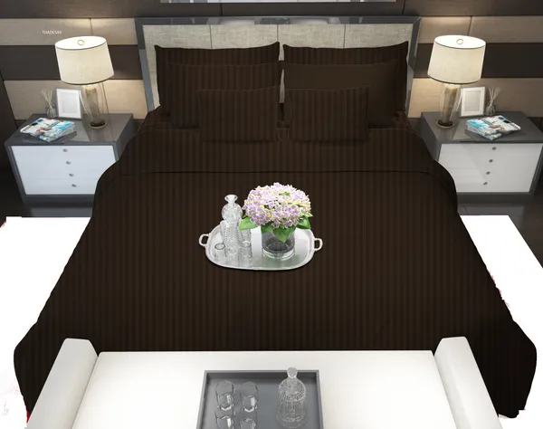 300_TC_King_Size_300TC__Fitted_and_Flat_Bedsheet_For_Bed_(Coffee,_Satin_Strip)_With_Two_Pillow_Covers(80x76_Inches)