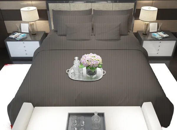 300_TC_King_Size__Fitted_and_Flat_Bedsheet_For_Bed_(Grey,_Satin_Strip)_With_Two_Pillow_Covers(80x76_Inches)