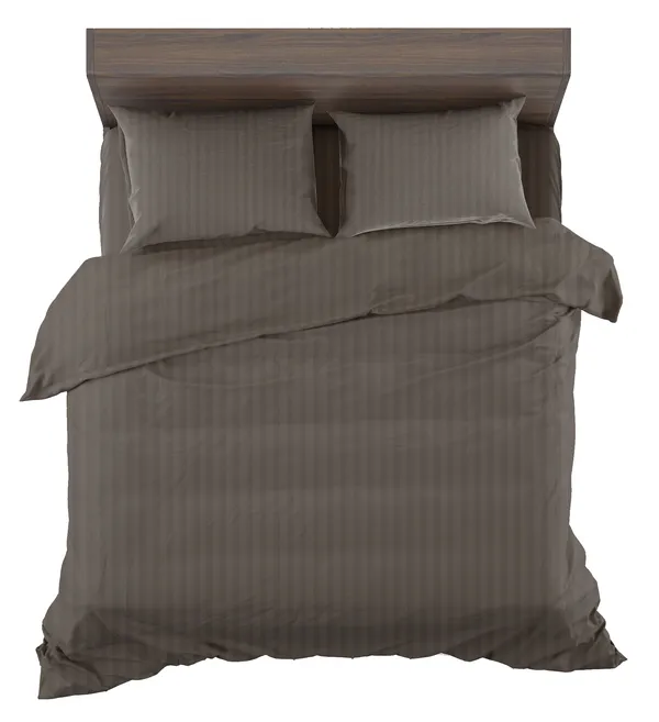 300_TC_King_Size__Fitted_and_Flat_Bedsheet_For_Bed_(Grey,_Satin_Strip)_With_Two_Pillow_Covers(80x76_Inches)