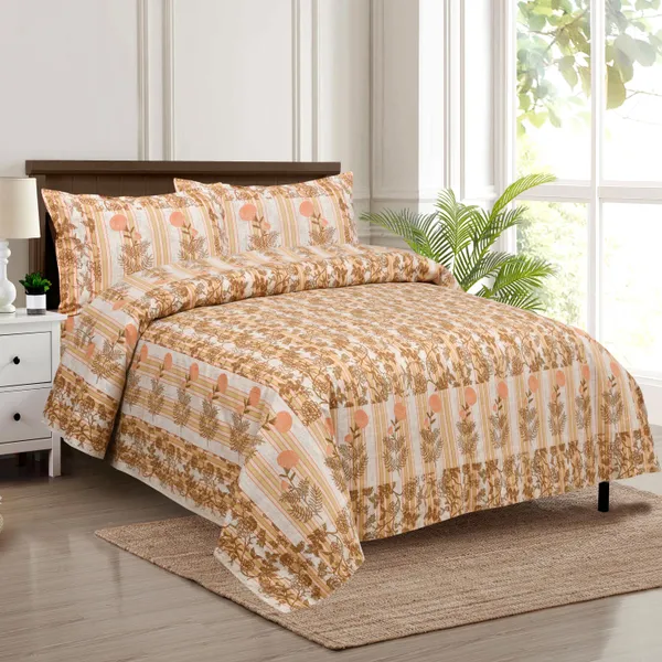 320_TC_King_Size_Premium_100%_Cotton_Flat_Bedsheet_With_Two_Pillow_Covers_(108x108_Inches)