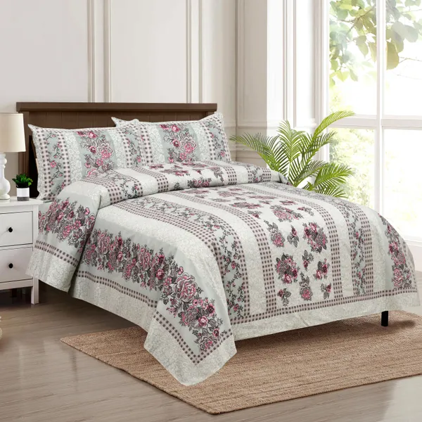 320_TC_King_Size_Premium_100%_Cotton__Fitted_and_Flat_Bedsheet_With_Two_Pillow_Covers_(80x76_Inches)