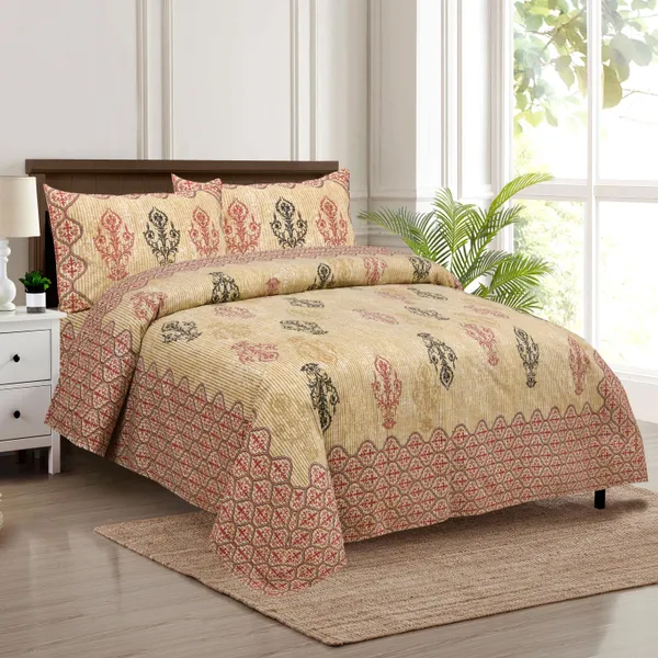 320_TC_Traditional_Floral_Pure_100%_Cotton_King_Size_Flat_BedSheet_(108x108_Inches)