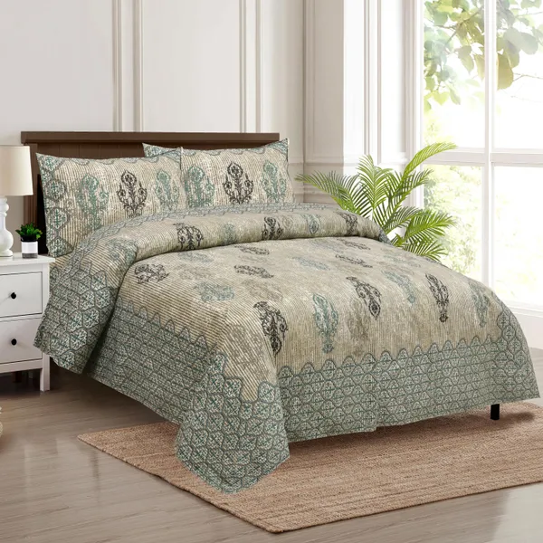 320_TC_Traditional_Floral_Pure_100%_Cotton_King_Size_Flat_BedSheet_(108x108_Inches)
