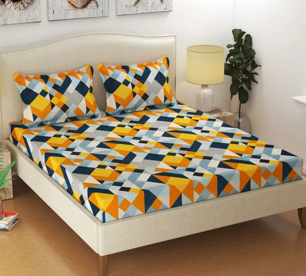 270_TC_King_Size_100%_Cotton__Fitted_and_Flat_Bedsheet_with_Two_Pillow_Covers-_228X254cms(72x78_Inches)