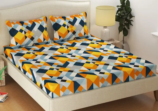 270_TC_King_Size_100%_Cotton__Fitted_and_Flat_Bedsheet_with_Two_Pillow_Covers-_228X254cms(72x78_Inches)