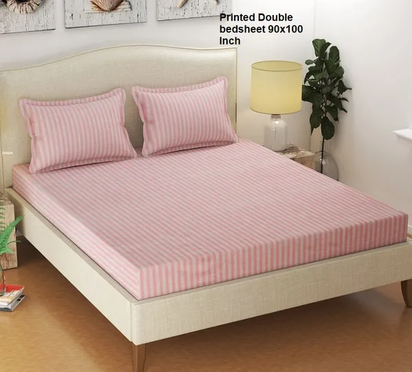 270_TC_King_Size_100%_Cotton__Fitted_and_Flat_Bedsheet_with_Two_Pillow_Covers(72x78_Inches)