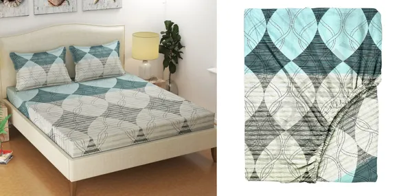 280_TC_King_Size_Fitted_Bedsheet_-_100%_Soft_Cotton_with_10-Inch_Deep_Pockets,_Elasticized_for_a_Secure_Fit,_Machine_Washable,_Wrinkle-Free_and_Perfect_for_All_Mattress_Sizes